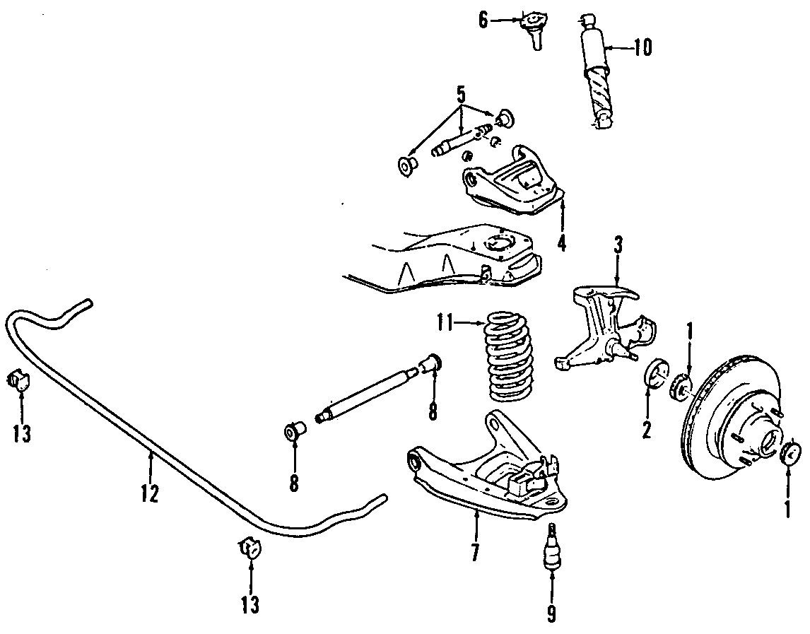 Diagram FRONT SUSPENSION. LOWER CONTROL ARM. STABILIZER BAR. SUSPENSION COMPONENTS. UPPER CONTROL ARM. for your 2011 GMC Sierra 2500 HD 6.6L Duramax V8 DIESEL A/T RWD SLT Crew Cab Pickup 