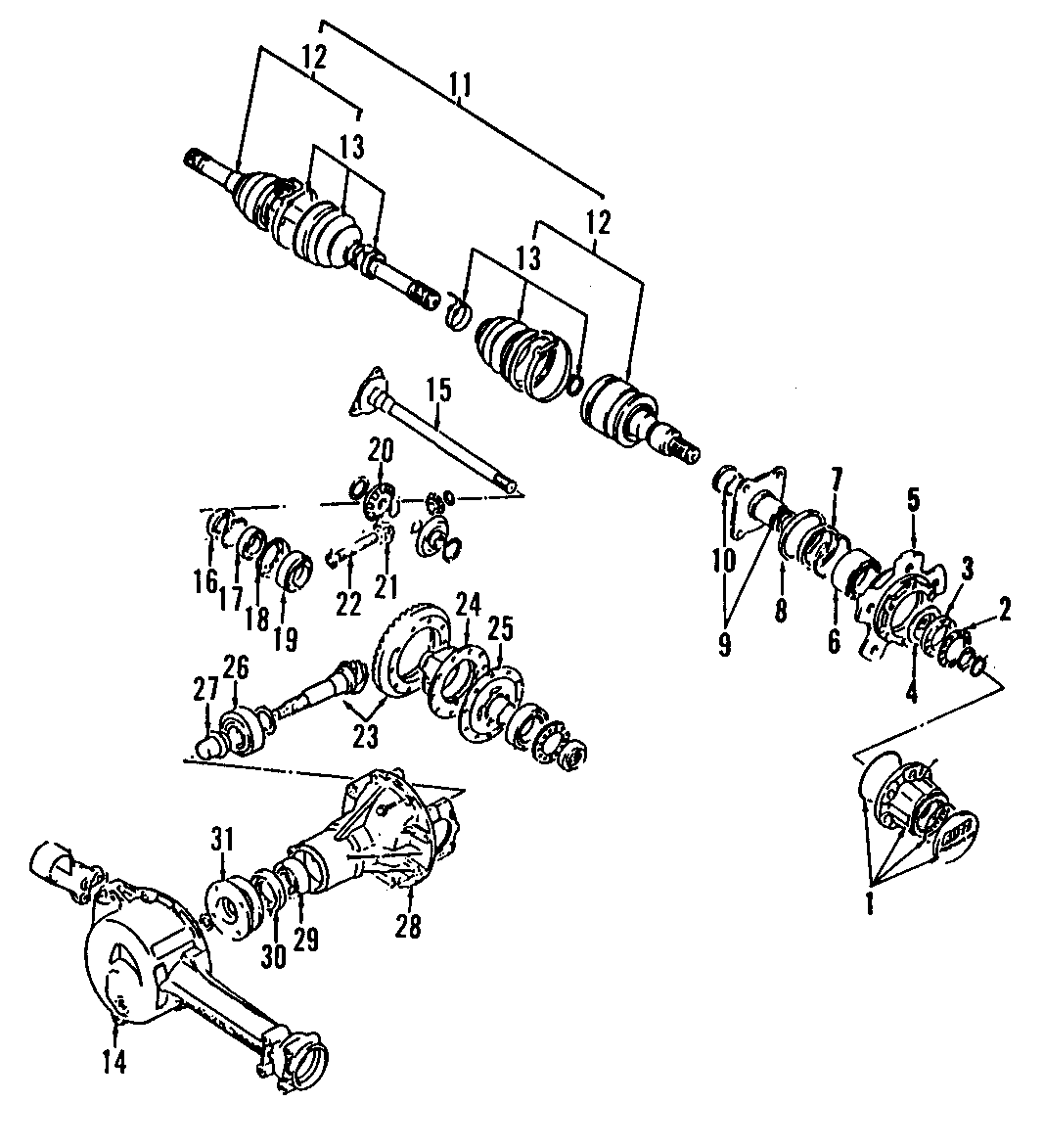 Diagram DRIVE AXLES. AXLE SHAFTS & JOINTS. DIFFERENTIAL. FRONT AXLE. PROPELLER SHAFT. for your 2004 GMC Sierra 2500 HD 8.1L Vortec V8 M/T RWD SLE Standard Cab Pickup Fleetside 