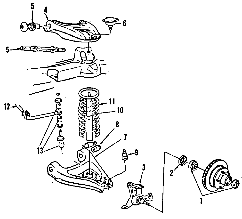 Diagram FRONT SUSPENSION. LOWER CONTROL ARM. STABILIZER BAR. SUSPENSION COMPONENTS. UPPER CONTROL ARM. for your 2002 GMC Sierra 2500 HD 6.6L Duramax V8 DIESEL M/T 4WD Base Standard Cab Pickup Fleetside 