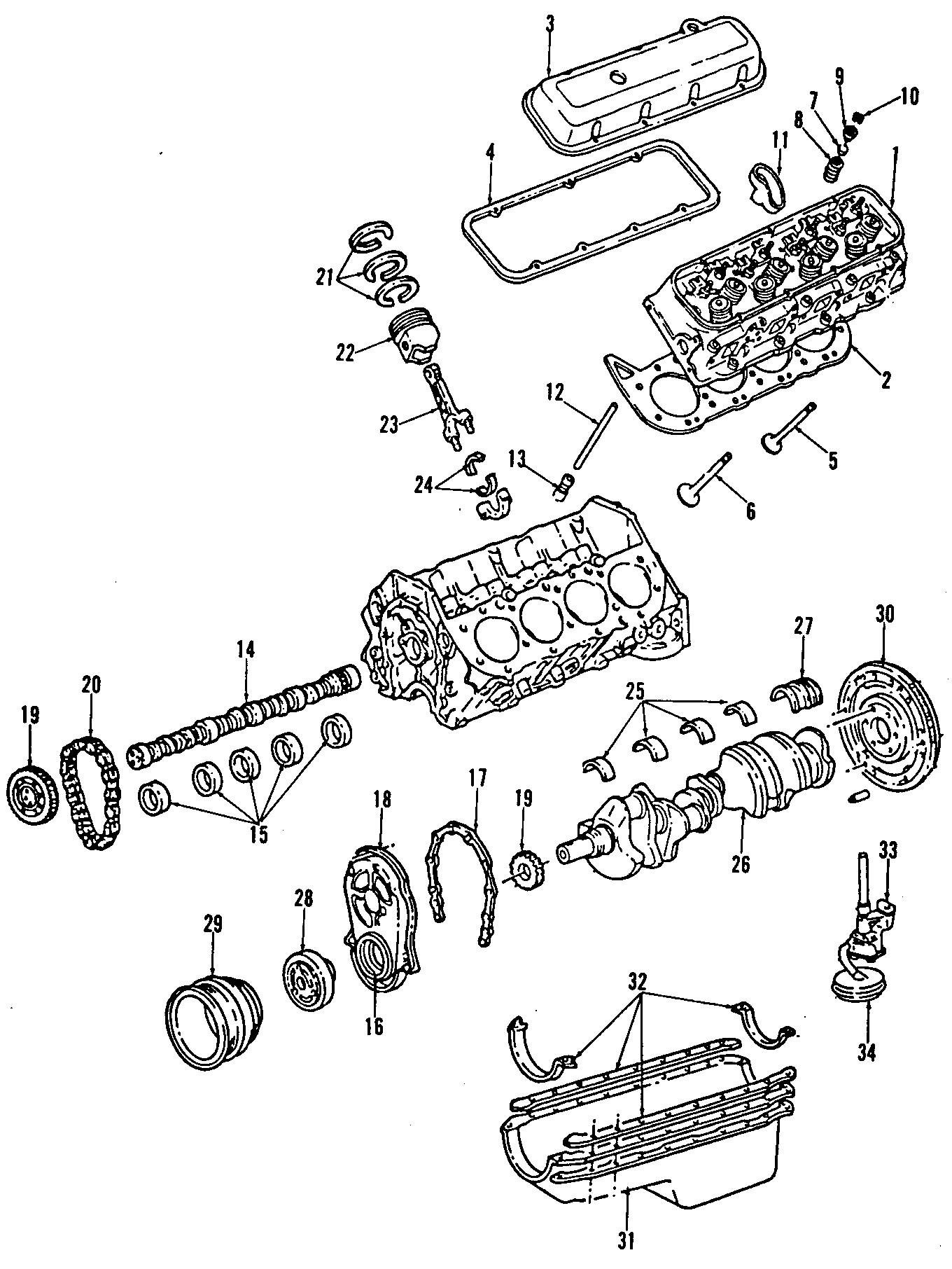 Diagram CAMSHAFT & TIMING. CRANKSHAFT & BEARINGS. CYLINDER HEAD & VALVES. LUBRICATION. MOUNTS. PISTONS. RINGS & BEARINGS. for your 2004 GMC Sierra 2500 HD Base Crew Cab Pickup Fleetside 8.1L Vortec V8 A/T RWD 