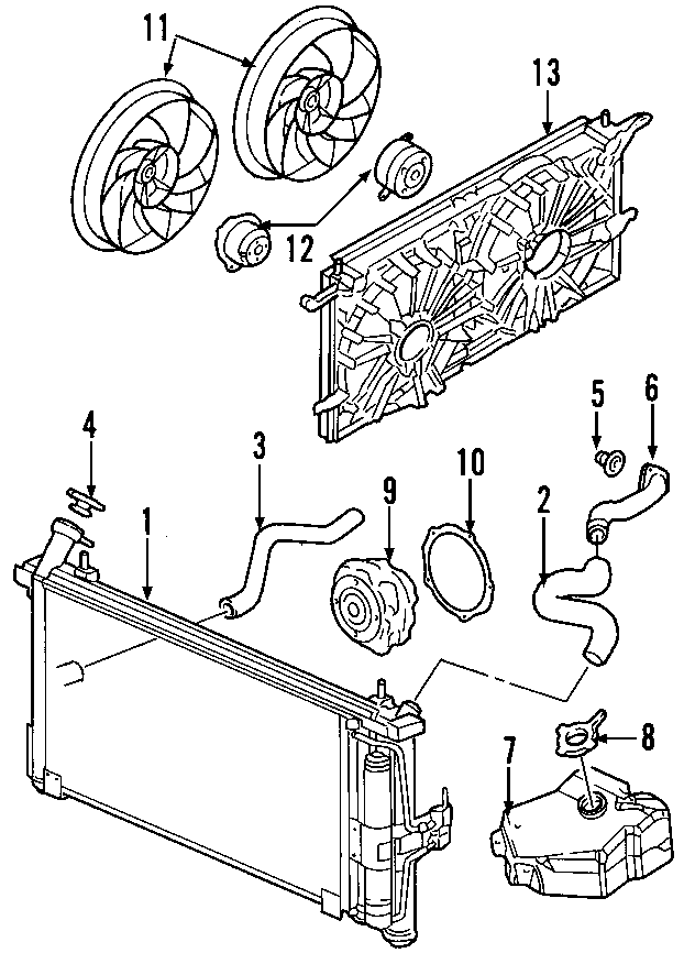 Diagram COOLING SYSTEM. COOLING FAN. RADIATOR. WATER PUMP. for your 1995 Chevrolet