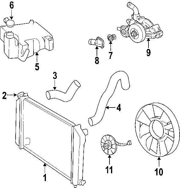 Diagram COOLING SYSTEM. COOLING FAN. RADIATOR. WATER PUMP. for your Buick