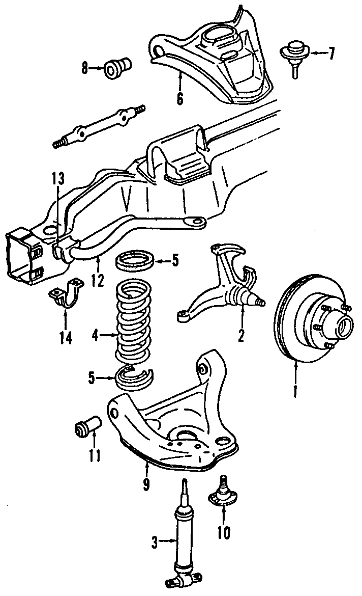 Diagram FRONT SUSPENSION. LOWER CONTROL ARM. STABILIZER BAR. SUSPENSION COMPONENTS. UPPER CONTROL ARM. for your 2012 GMC Sierra 2500 HD 6.6L Duramax V8 DIESEL A/T 4WD WT Extended Cab Pickup 