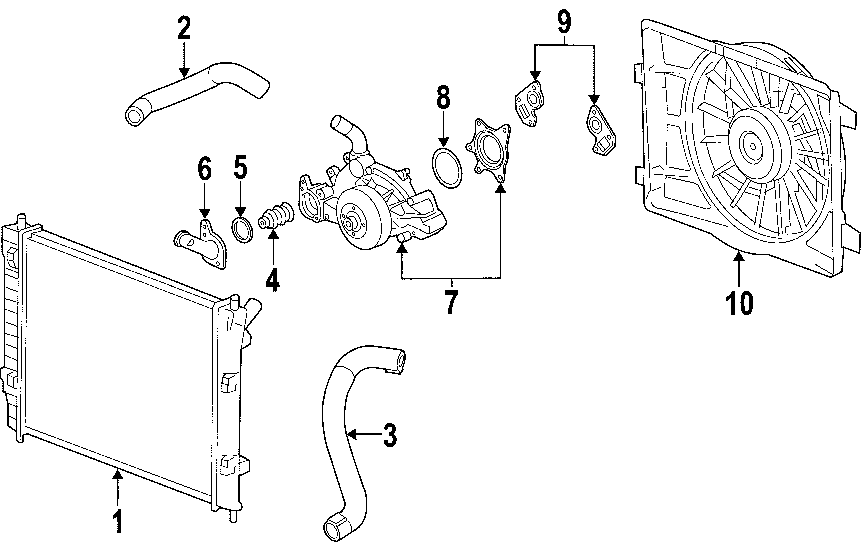 Diagram COOLING SYSTEM. COOLING FAN. RADIATOR. WATER PUMP. for your 1991 Buick Century   