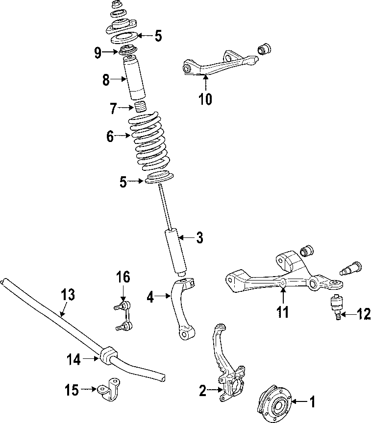 Diagram FRONT SUSPENSION. LOWER CONTROL ARM. STABILIZER BAR. SUSPENSION COMPONENTS. UPPER CONTROL ARM. for your 2002 GMC Sierra 2500 HD 6.0L Vortec V8 M/T RWD SL Standard Cab Pickup Fleetside 