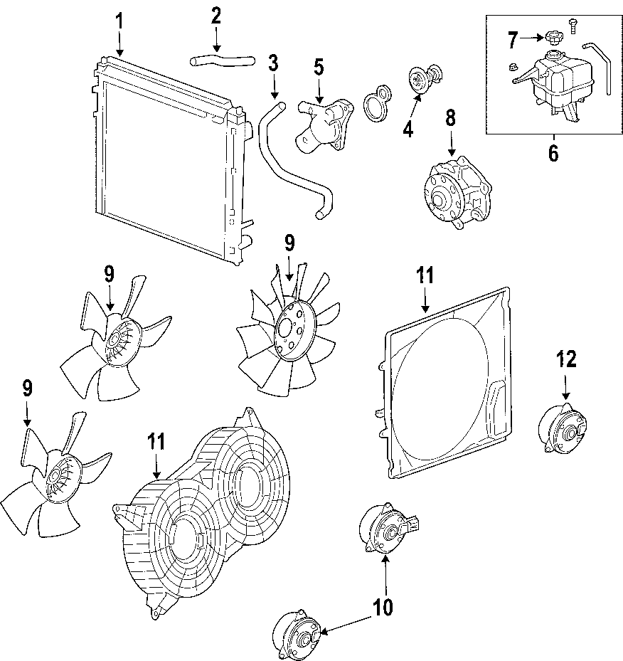 Diagram COOLING SYSTEM. COOLING FAN. RADIATOR. WATER PUMP. for your Chevrolet