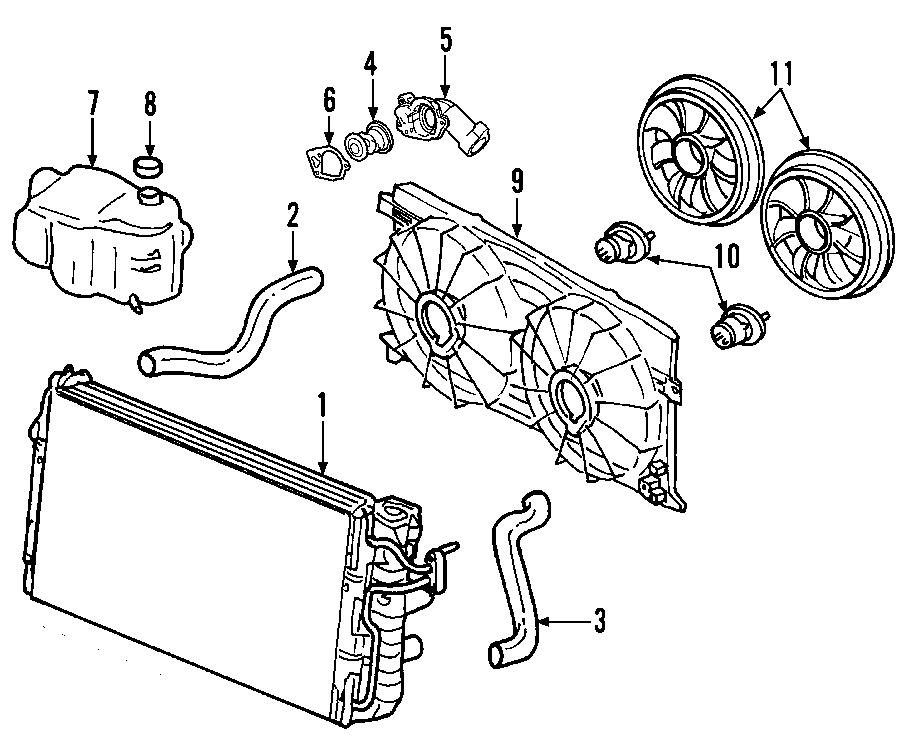 Diagram COOLING SYSTEM. COOLING FAN. RADIATOR. WATER PUMP. for your 2008 Chevrolet Equinox Sport Sport Utility 3.6L V6 A/T FWD 