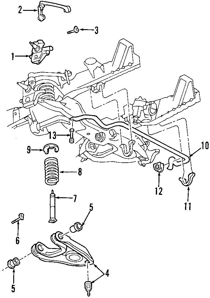 Diagram FRONT SUSPENSION. for your 1998 Ford F-150 5.4L Triton V8 BI-FUEL A/T RWD XL Extended Cab Pickup Fleetside 