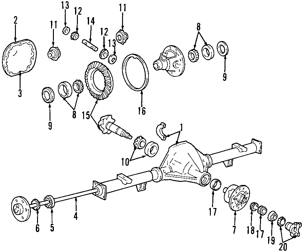 Diagram REAR AXLE. DIFFERENTIAL. PROPELLER SHAFT. for your 2003 Ford F-150 5.4L Triton V8 A/T 4WD Lariat Crew Cab Pickup Fleetside 