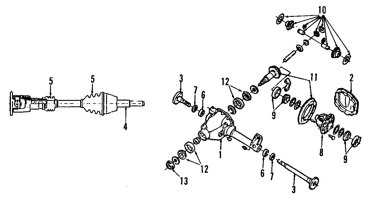 Diagram DRIVE AXLES. AXLE SHAFTS & JOINTS. DIFFERENTIAL. FRONT AXLE. PROPELLER SHAFT. for your Ford Explorer Sport Trac  