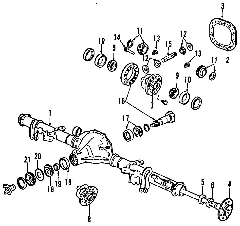 Diagram REAR AXLE. DIFFERENTIAL. PROPELLER SHAFT. for your 1997 Ford Taurus   