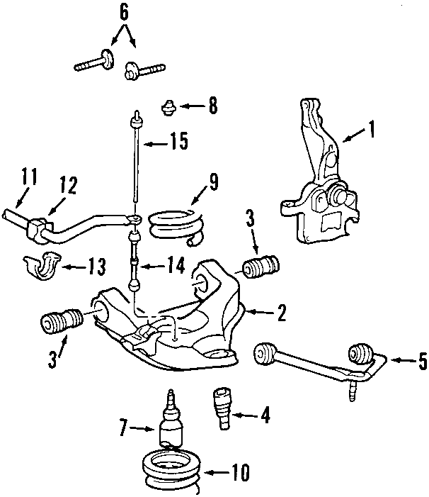 Diagram FRONT SUSPENSION. LOWER CONTROL ARM. STABILIZER BAR. SUSPENSION COMPONENTS. UPPER CONTROL ARM. for your 2010 Ford Flex   