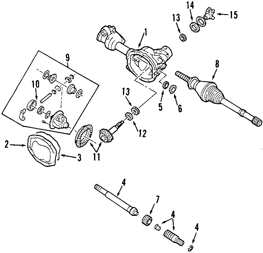 Diagram DRIVE AXLES. DIFFERENTIAL. FRONT AXLE. PROPELLER SHAFT. for your 2014 Ford F-150 3.5L EcoBoost V6 A/T 4WD King Ranch Crew Cab Pickup Fleetside 