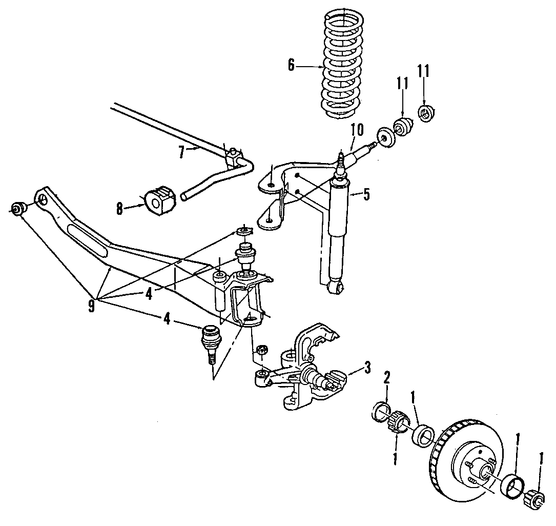 Diagram FRONT SUSPENSION. STABILIZER BAR. SUSPENSION COMPONENTS. for your 1998 Ford F-150  Base Extended Cab Pickup Fleetside 