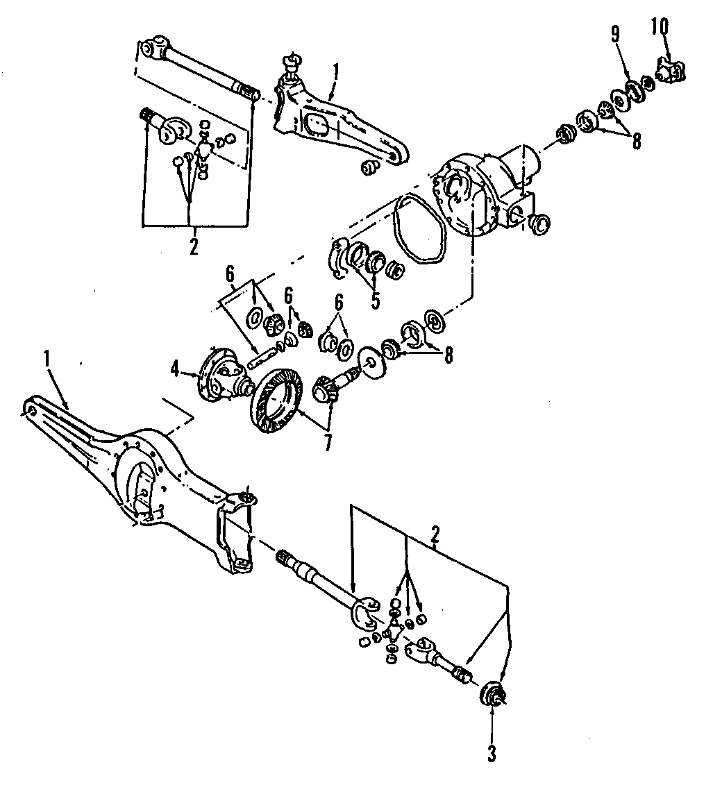 Diagram DRIVE AXLES. DIFFERENTIAL. FRONT AXLE. PROPELLER SHAFT. for your Ford Explorer Sport Trac  