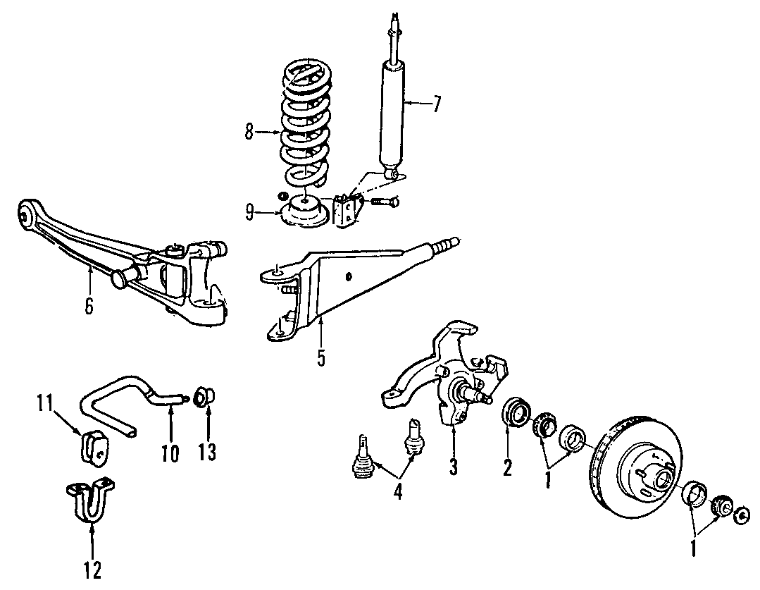 Diagram FRONT SUSPENSION. STABILIZER BAR. SUSPENSION COMPONENTS. for your Ford E-250 Econoline  