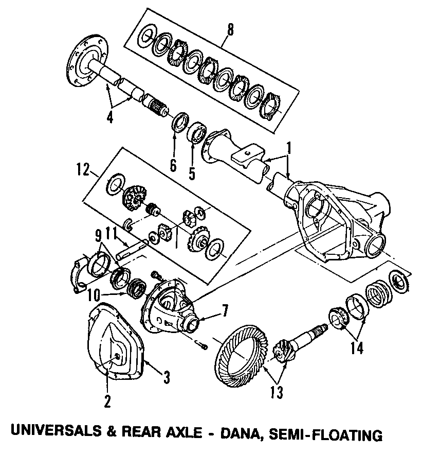 Diagram REAR AXLE. DIFFERENTIAL. PROPELLER SHAFT. for your 1988 Ford F-250   