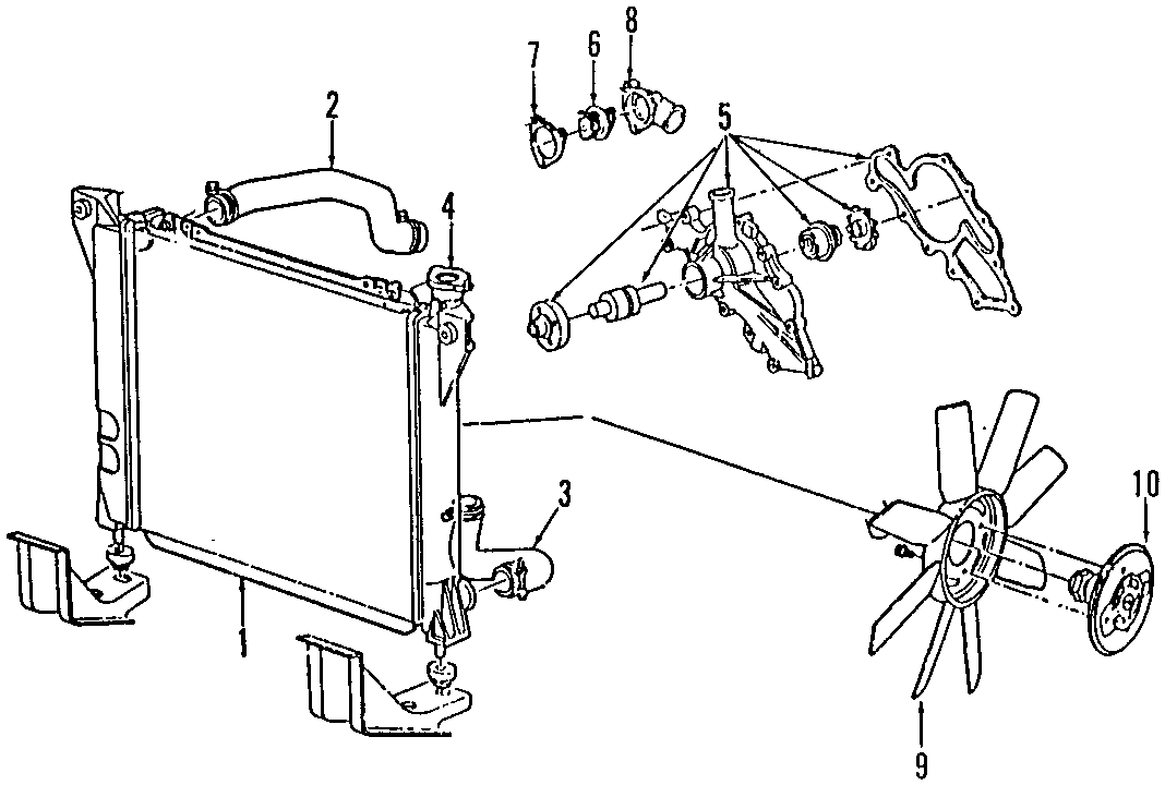 Diagram COOLING SYSTEM. COOLING FAN. RADIATOR. WATER PUMP. for your 2002 Ford F-150   