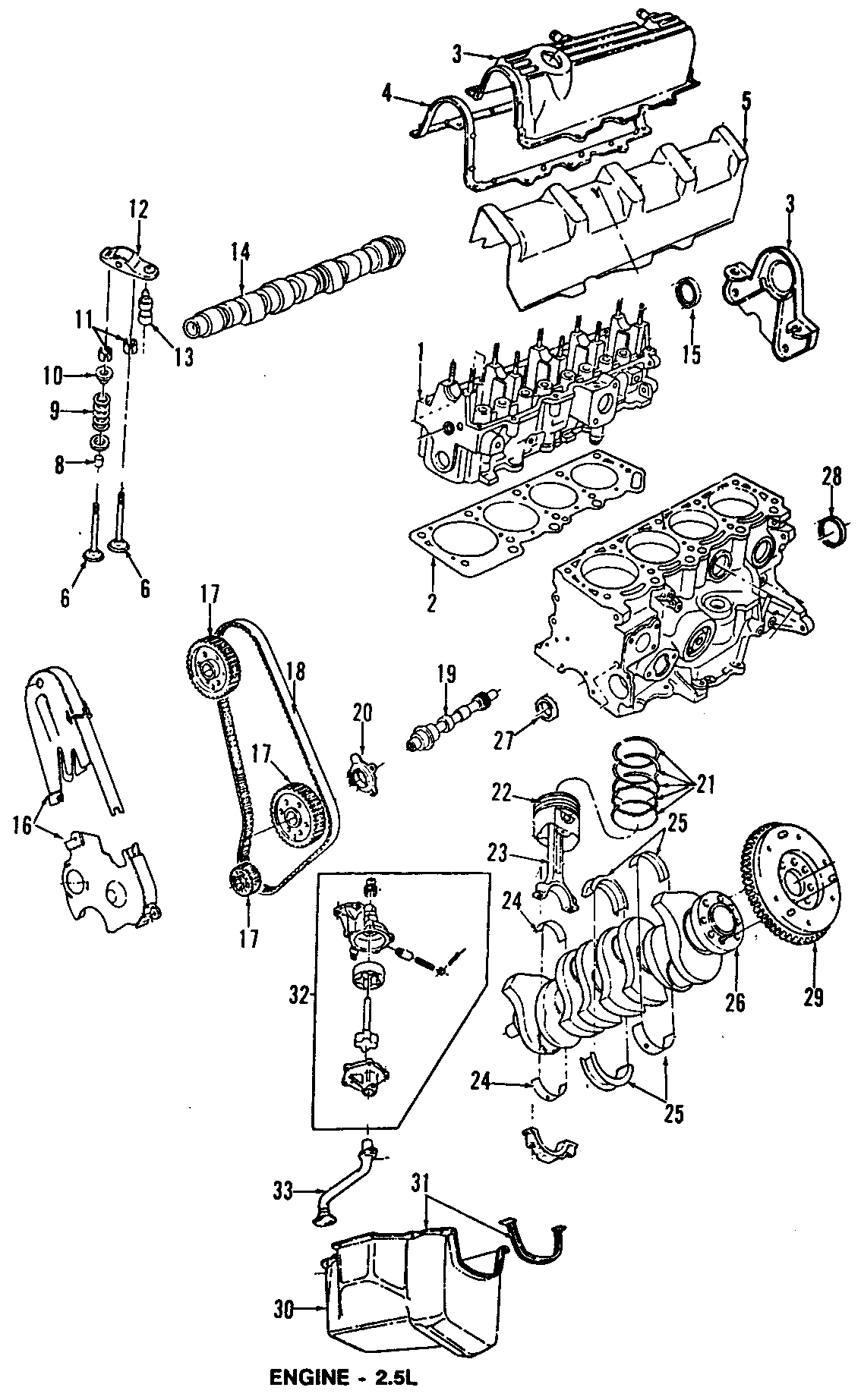 Diagram CAMSHAFT & TIMING. CRANKSHAFT & BEARINGS. CYLINDER HEAD & VALVES. LUBRICATION. MOUNTS. RINGS & BEARINGS. for your 1984 Dodge Mini Ram   