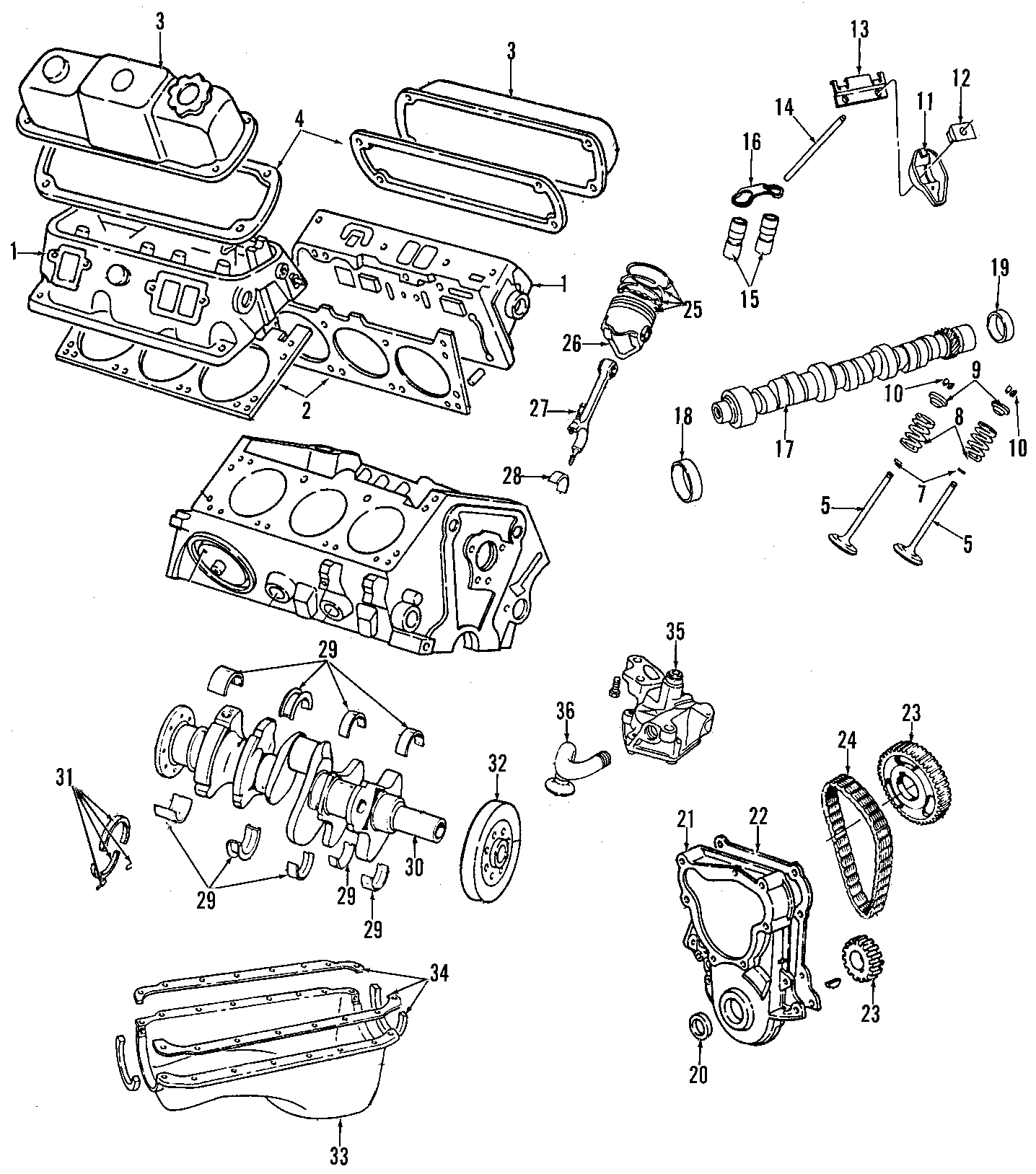 Diagram CAMSHAFT & TIMING. CRANKSHAFT & BEARINGS. CYLINDER HEAD & VALVES. LUBRICATION. MOUNTS. PISTONS. RINGS & BEARINGS. for your 2023 Ram ProMaster 3500   