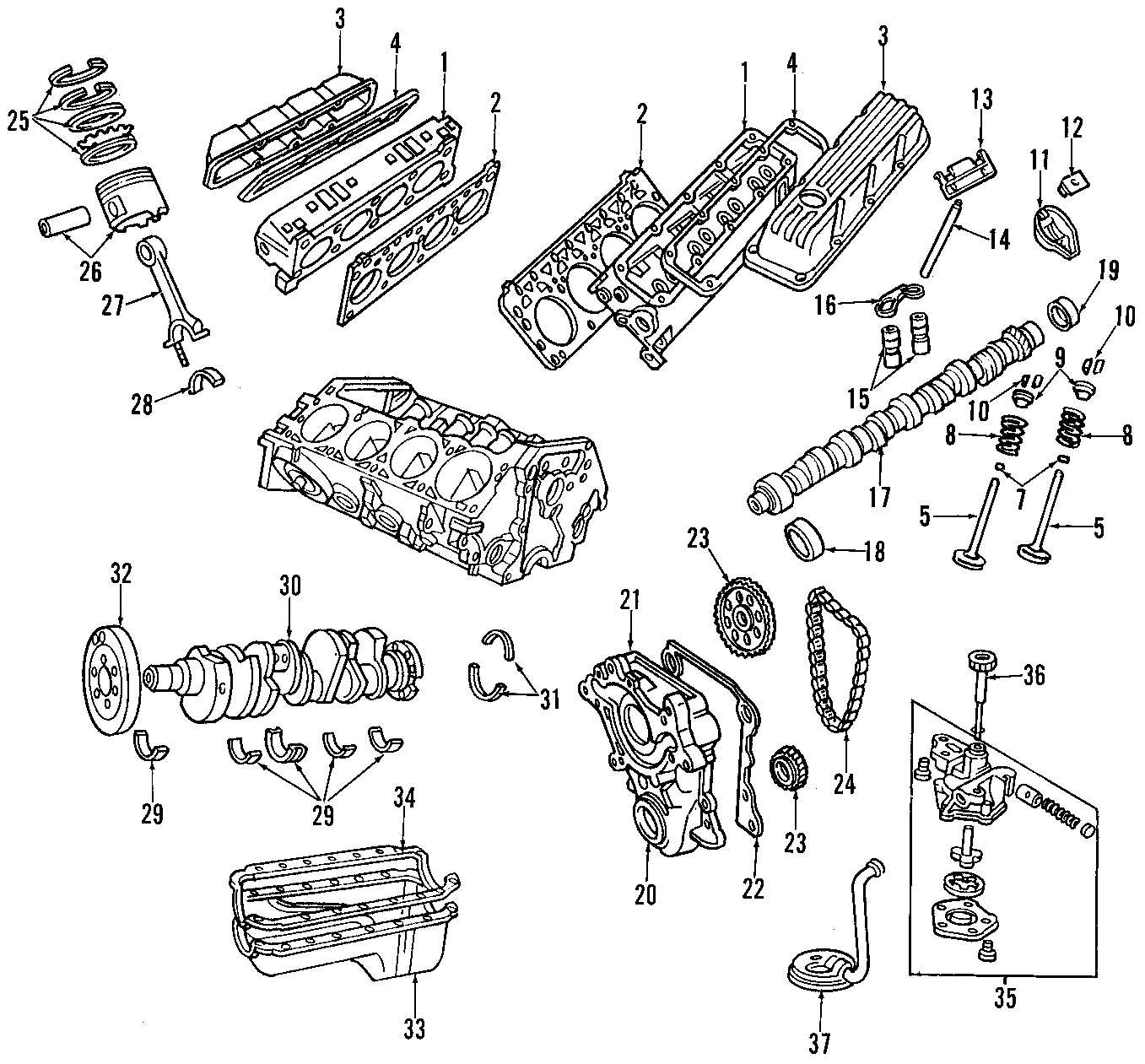 Diagram CAMSHAFT & TIMING. CRANKSHAFT & BEARINGS. CYLINDER HEAD & VALVES. LUBRICATION. MOUNTS. PISTONS. RINGS & BEARINGS. for your 2001 Chrysler 300M   