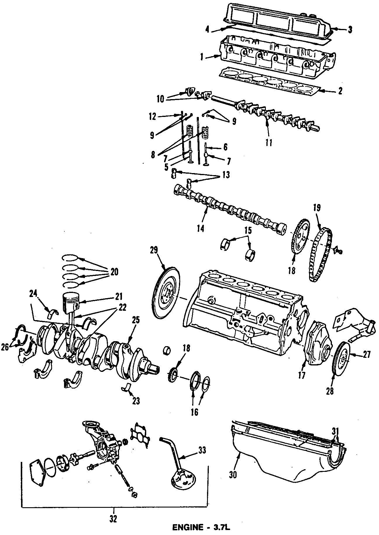 31CAMSHAFT & TIMING. CRANKSHAFT & BEARINGS. CYLINDER HEAD & VALVES. LUBRICATION. MOUNTS. PISTONS. RINGS & BEARINGS.https://images.simplepart.com/images/parts/motor/fullsize/T036045.png