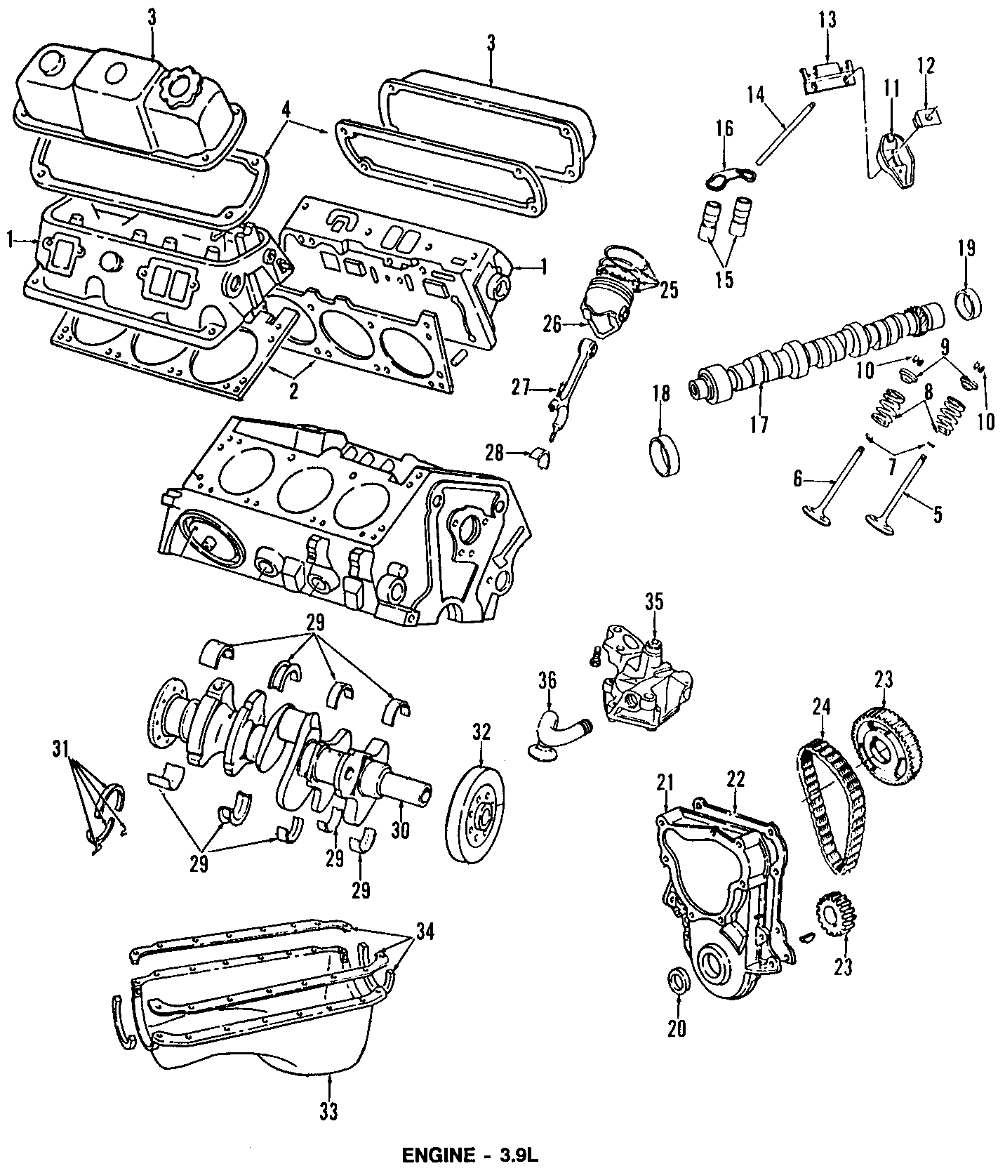 31CAMSHAFT & TIMING. CRANKSHAFT & BEARINGS. CYLINDER HEAD & VALVES. LUBRICATION. MOUNTS. PISTONS. RINGS & BEARINGS.https://images.simplepart.com/images/parts/motor/fullsize/T036053.png