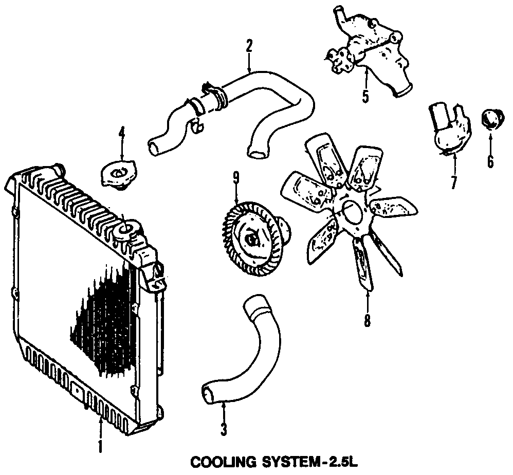 Diagram COOLING SYSTEM. COOLING FAN. RADIATOR. WATER PUMP. for your Jeep Wrangler  