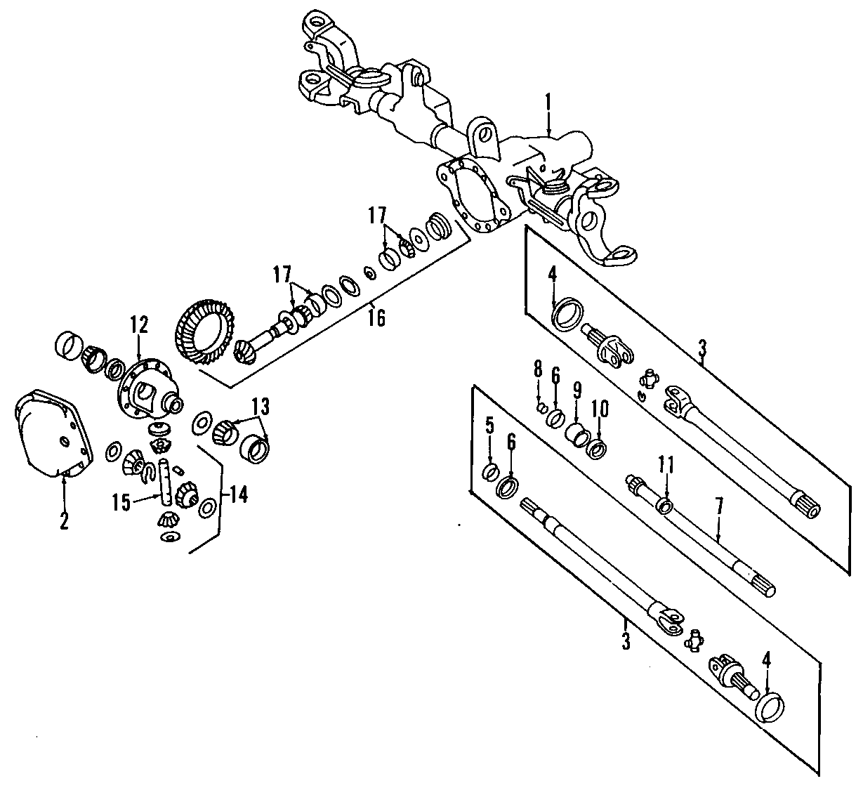 Diagram DRIVE AXLES. FRONT AXLE. PROPELLER SHAFT. for your Jeep J10  