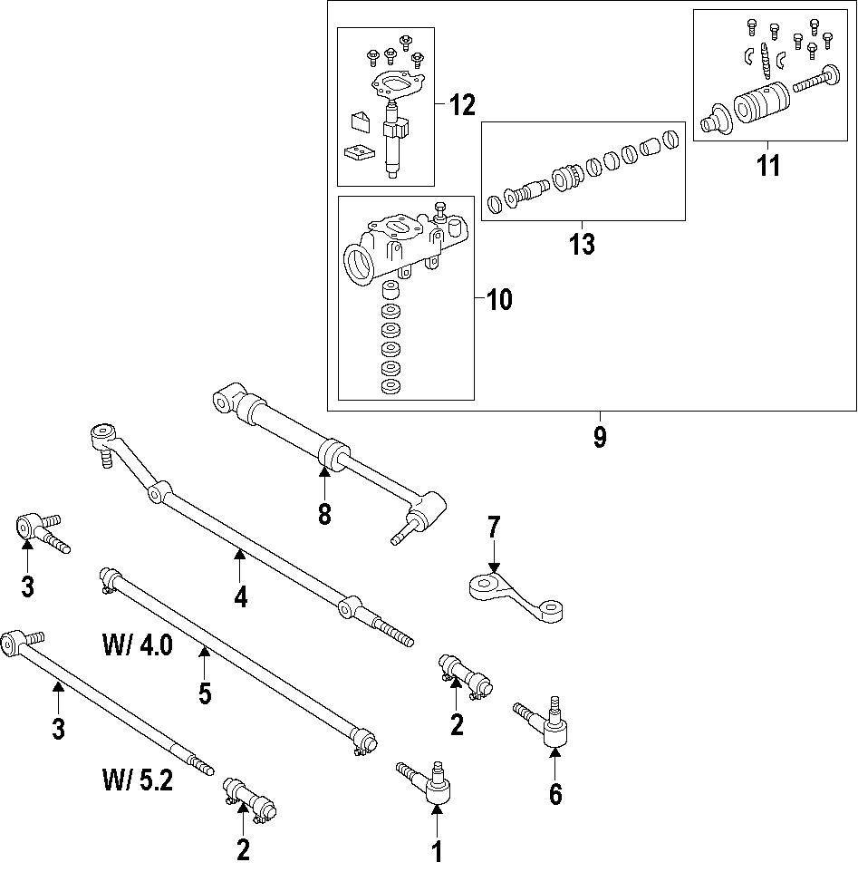 Diagram P/S PUMP & HOSES. STEERING GEAR & LINKAGE. for your Jeep Grand Cherokee  