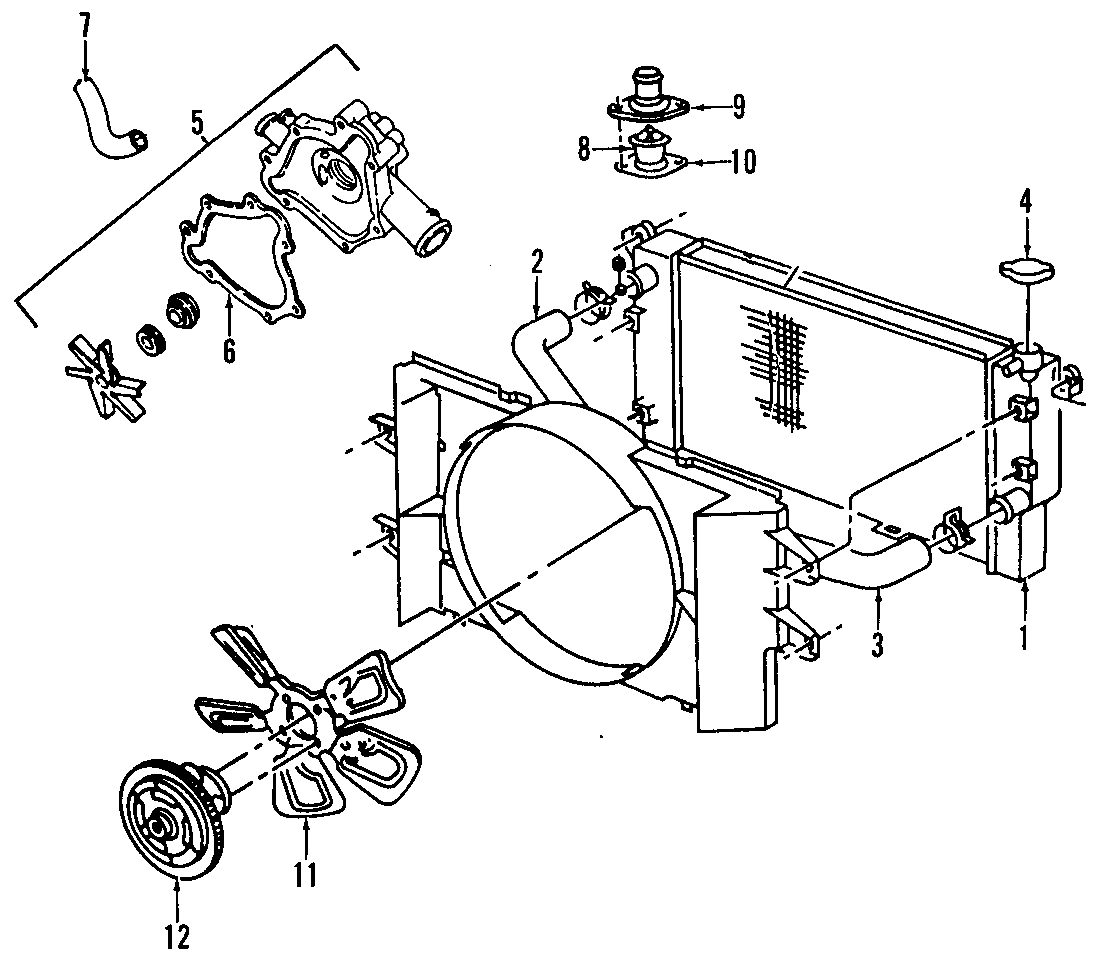 Diagram COOLING SYSTEM. COOLING FAN. RADIATOR. WATER PUMP. for your 2014 Jeep Wrangler   