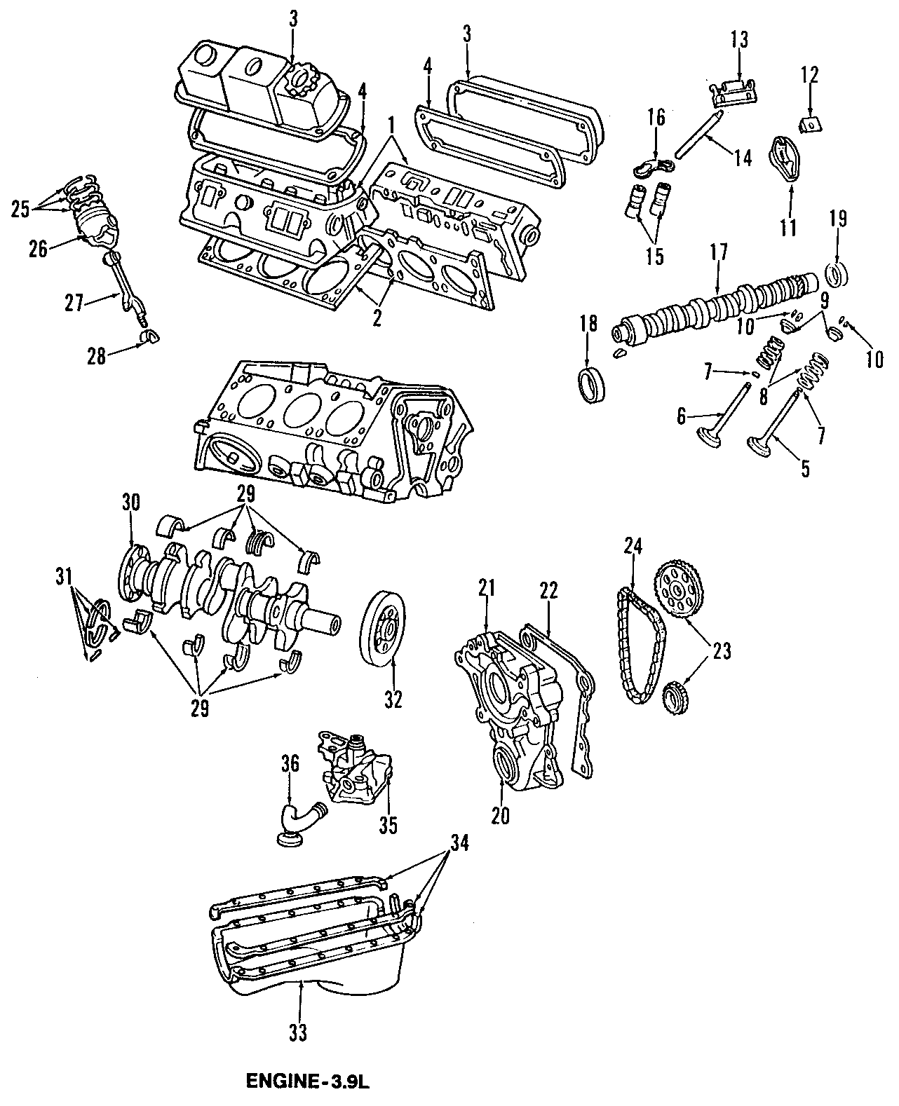 Diagram CAMSHAFT & TIMING. CRANKSHAFT & BEARINGS. CYLINDER HEAD & VALVES. LUBRICATION. MOUNTS. PISTONS. RINGS & BEARINGS. for your 2023 Ram ProMaster 3500   