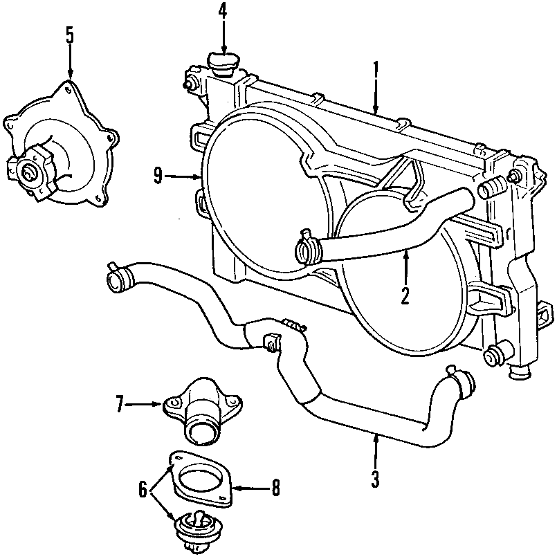 Diagram COOLING SYSTEM. COOLING FAN. RADIATOR. WATER PUMP. for your Dodge Caravan  