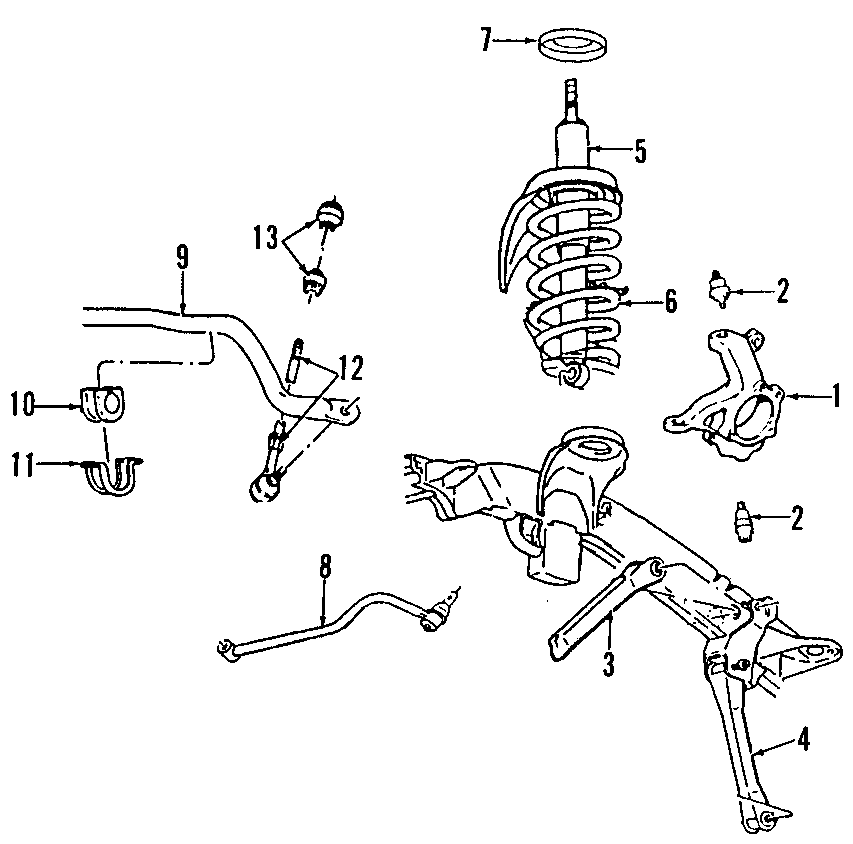 FRONT SUSPENSION. LOWER CONTROL ARM. STABILIZER BAR. SUSPENSION COMPONENTS. UPPER CONTROL ARM. Diagram