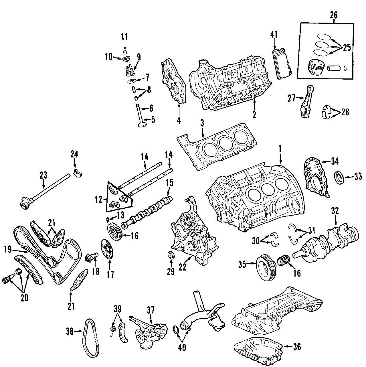 13CAMSHAFT & TIMING. CRANKSHAFT & BEARINGS. CYLINDER HEAD & VALVES. LUBRICATION. MOUNTS. PISTONS. RINGS & BEARINGS.https://images.simplepart.com/images/parts/motor/fullsize/T045050.png