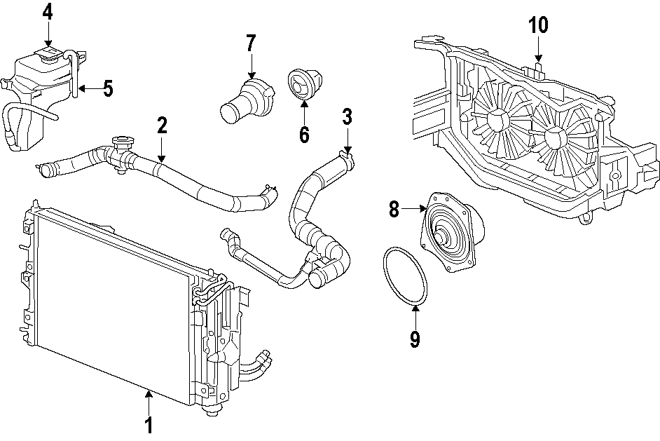 Diagram COOLING SYSTEM. COOLING FAN. RADIATOR. WATER PUMP. for your 2018 Ram 2500 6.7L 6 cylinder DIESEL M/T RWD Tradesman Crew Cab Pickup Fleetside 