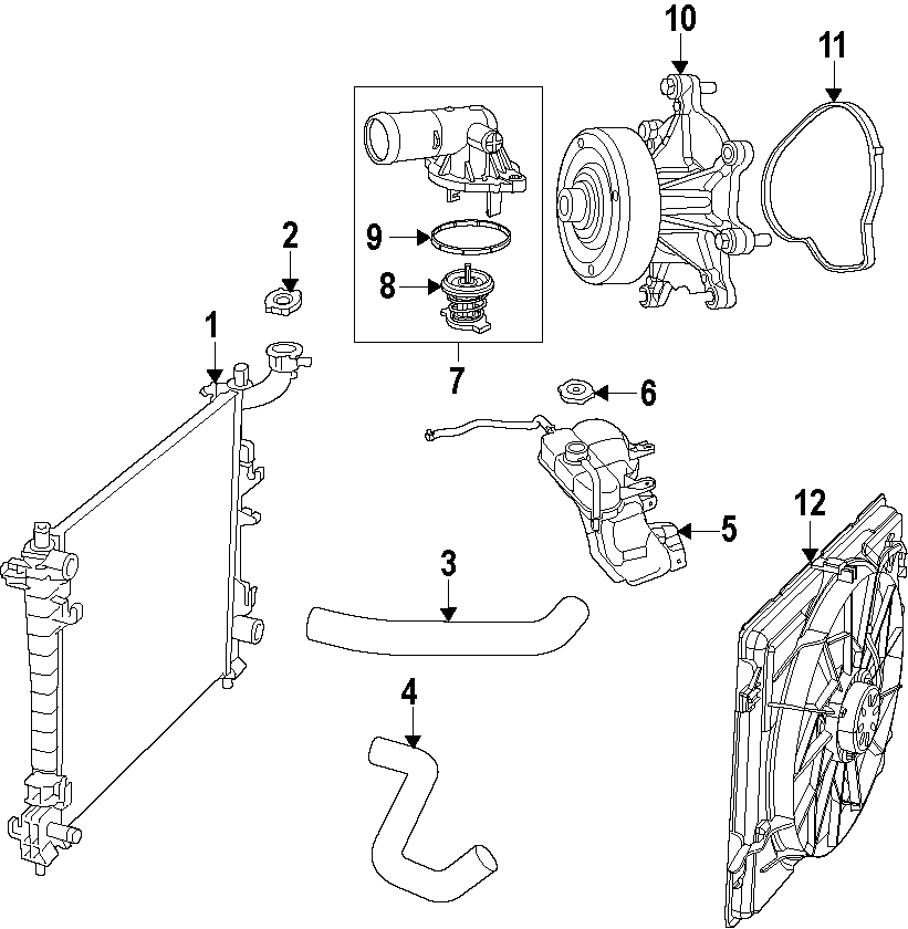 COOLING SYSTEM. COOLING FAN. RADIATOR. WATER PUMP. Diagram