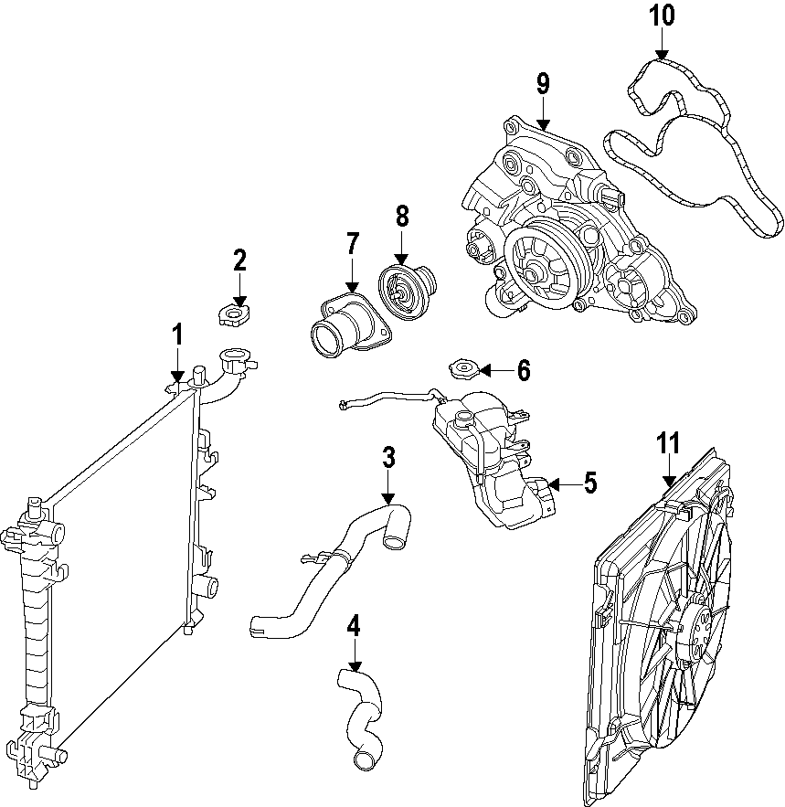 Diagram COOLING SYSTEM. COOLING FAN. RADIATOR. WATER PUMP. for your Jeep