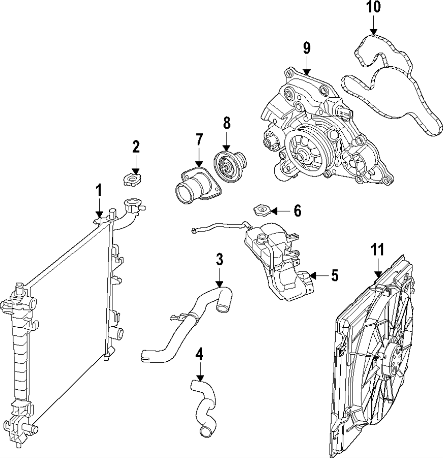 Diagram Cooling system. Cooling fan. Radiator. Water pump. for your 2018 Ram 2500 6.7L 6 cylinder DIESEL M/T RWD Tradesman Crew Cab Pickup Fleetside 