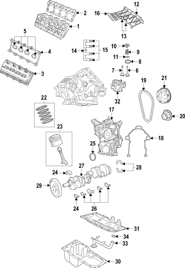 Diagram Camshaft & timing. Crankshaft & bearings. Cylinder head & valves. Lubrication. Mounts. Pistons. Rings & bearings. for your Dodge Mini Ram  