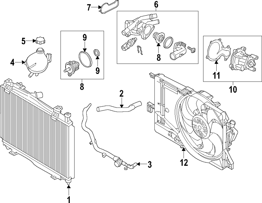 Diagram COOLING SYSTEM. COOLING FAN. RADIATOR. WATER PUMP. for your 2002 Ford Ranger   