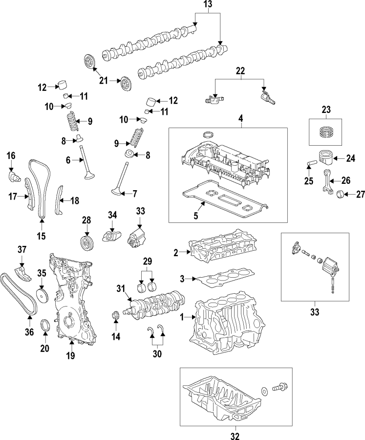 Diagram CAMSHAFT & TIMING. CRANKSHAFT & BEARINGS. CYLINDER HEAD & VALVES. LUBRICATION. MOUNTS. PISTONS. RINGS & BEARINGS. for your 2011 Ford Mustang  Shelby GT500 Convertible 