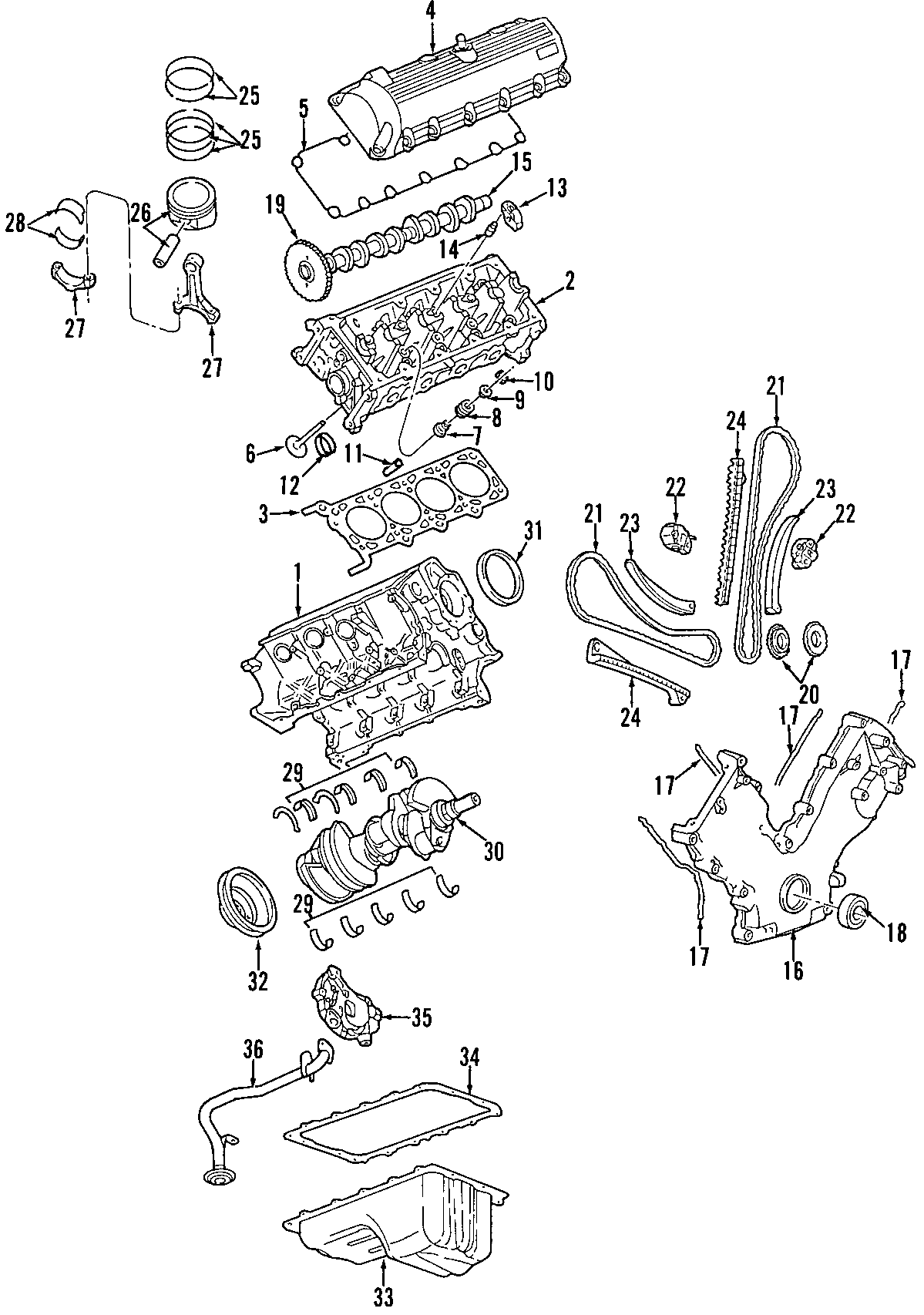 Diagram CAMSHAFT & TIMING. CRANKSHAFT & BEARINGS. CYLINDER HEAD & VALVES. LUBRICATION. MOUNTS. PISTONS. RINGS & BEARINGS. for your 2003 Ford F-150  XL Standard Cab Pickup Fleetside 