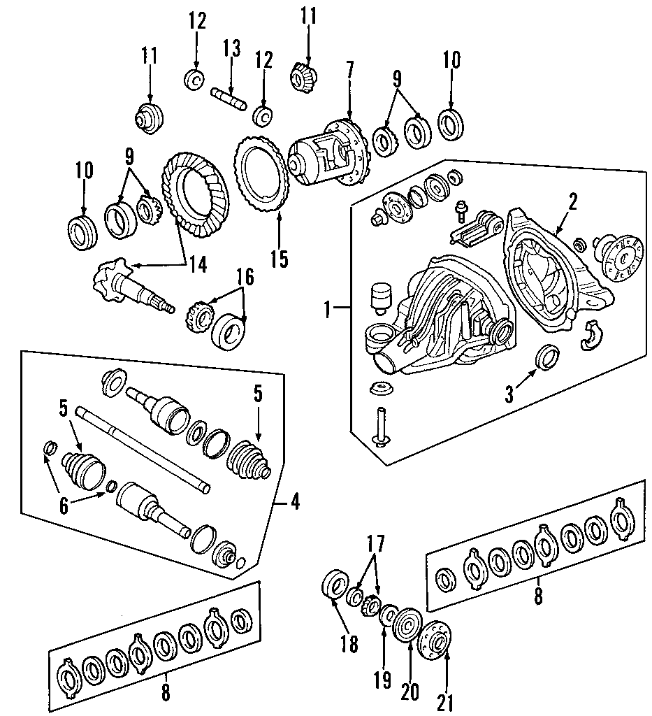 Diagram REAR AXLE. AXLE SHAFTS & JOINTS. DIFFERENTIAL. DRIVE AXLES. PROPELLER SHAFT. for your Ford