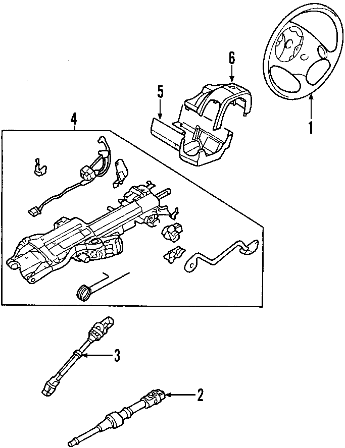 Diagram STEERING COLUMN. STEERING WHEEL. for your Ford