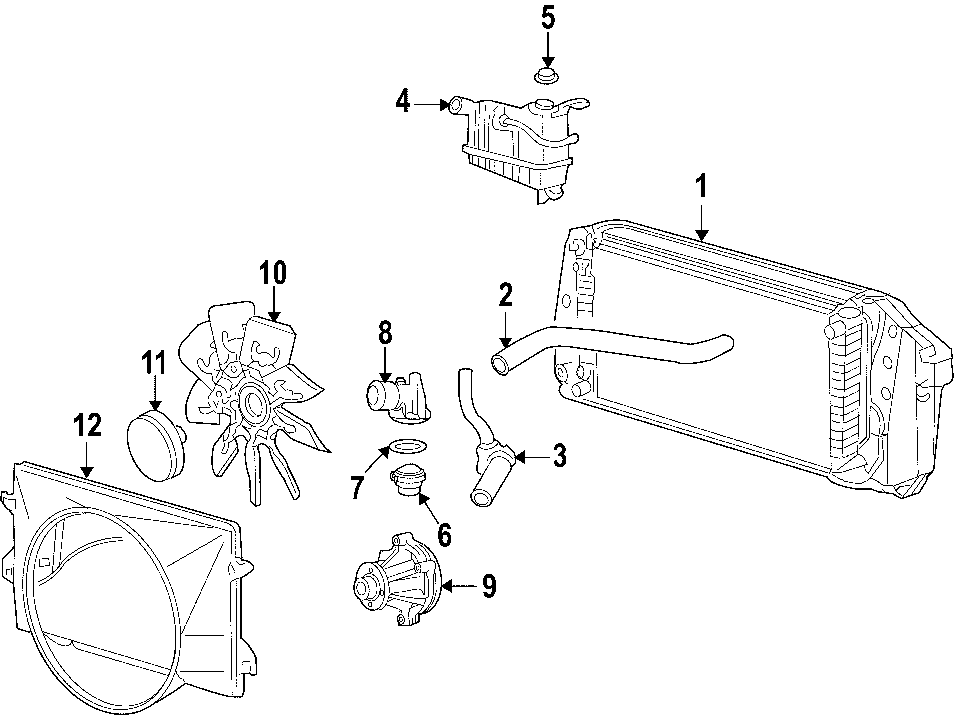 Diagram COOLING SYSTEM. COOLING FAN. RADIATOR. WATER PUMP. for your 2013 Ford Police Interceptor Utility 3.7L V6 A/T FWD Base Sport Utility 