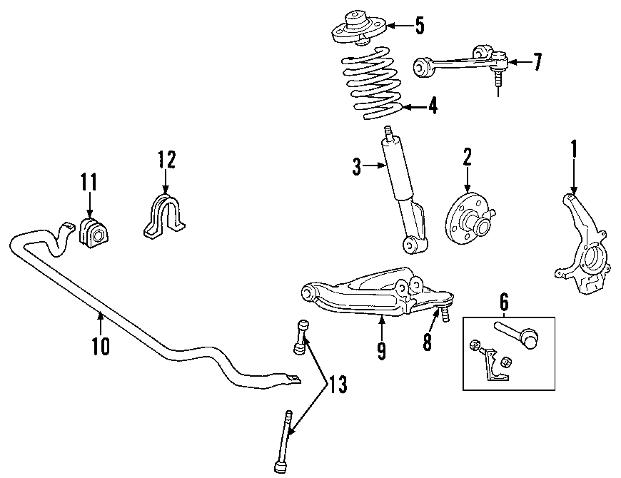 Diagram FRONT SUSPENSION. LOWER CONTROL ARM. STABILIZER BAR. SUSPENSION COMPONENTS. UPPER CONTROL ARM. for your Ford