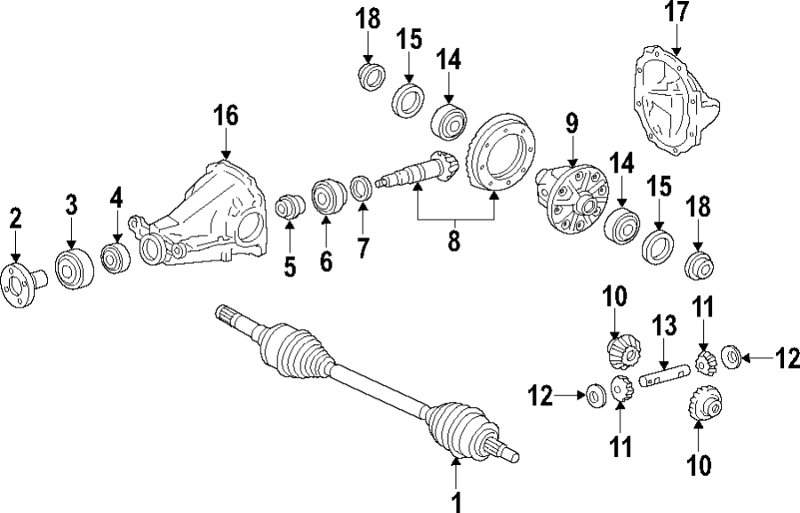 Diagram REAR AXLE. DIFFERENTIAL. DRIVE AXLES. PROPELLER SHAFT. for your 2021 Ford F-150 3.5L PowerBoost V6 FULL HYBRID EV-GAS (FHEV) A/T RWD Platinum Crew Cab Pickup Fleetside 