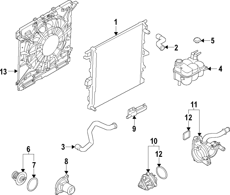 Diagram Cooling system. Cooling fan. Radiator. for your Ford Explorer  