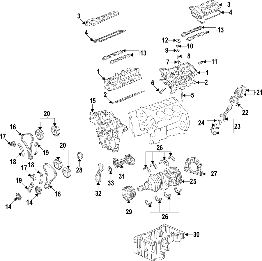 Diagram Camshaft & timing. Crankshaft & bearings. Cylinder head & valves. Lubrication. Mounts. Pistons. Rings & bearings. for your 2016 Lincoln MKZ   